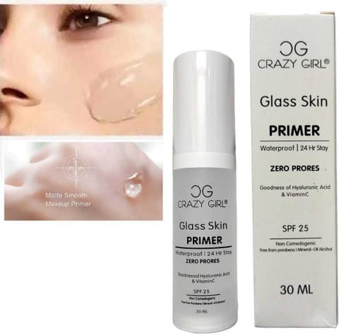Crazy Girl Glass Skin Primer: Pore-Blurring, Hydrating & Illuminating Primer for a Flawless, Glass-Like Finish | 30ml