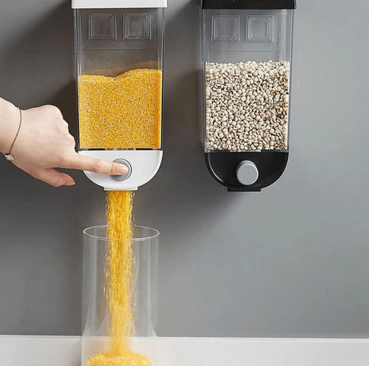 1Pc 1500ml Self-Adhesive Grain Dispenser | Wall Mounted Rice & Grain Storage Box | Kitchen Food Organizer Container | Dry Fruit Dispenser