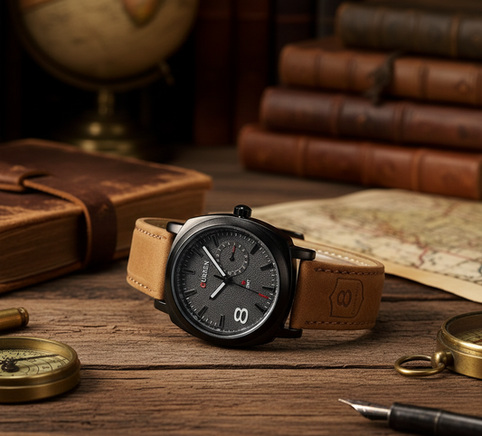 Men’s Luxury Casual Watch – Vintage Dial & Comfortable Leather Strap