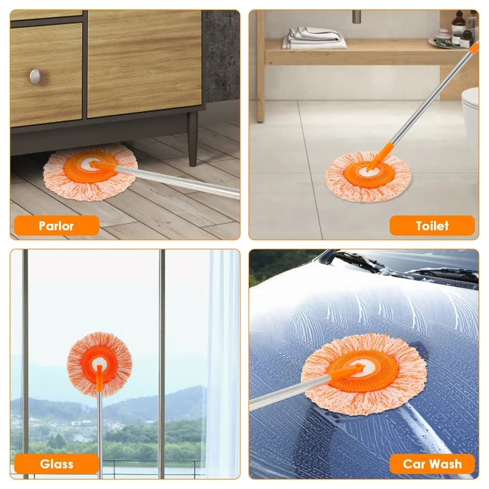 360° Rotating Microfiber Mop | Extendable Handle Telescopic Floor Cleaning Mop | Sunflower Round Mop For Home, Office And Car Screen
