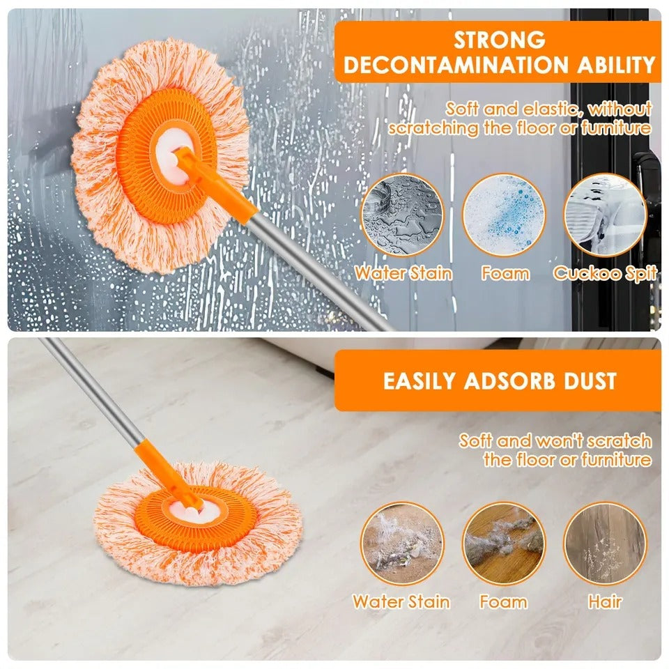 360° Rotating Microfiber Mop | Extendable Handle Telescopic Floor Cleaning Mop | Sunflower Round Mop For Home, Office And Car Screen